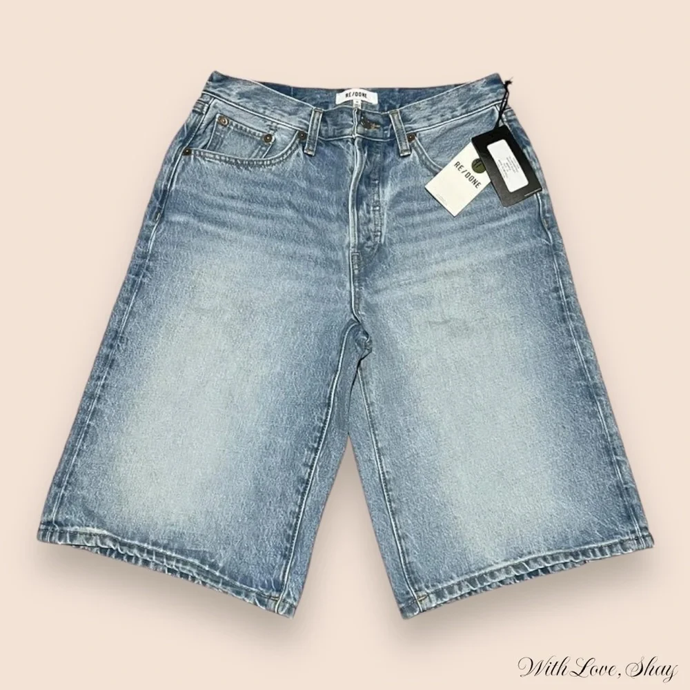 NWT RE/Done medium wash low rise baggy skater denim shorts - Picture 1 of 6